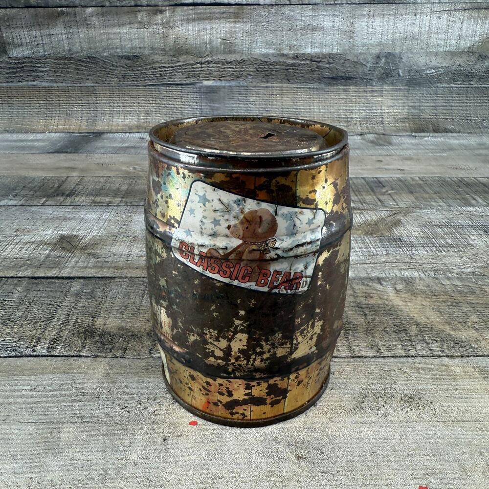 Vintage Classic Bear Tin Piggy Bank Container - Picture 1 of 10